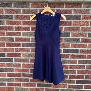 Miami Navy Blue Lace Detail Mini Dress